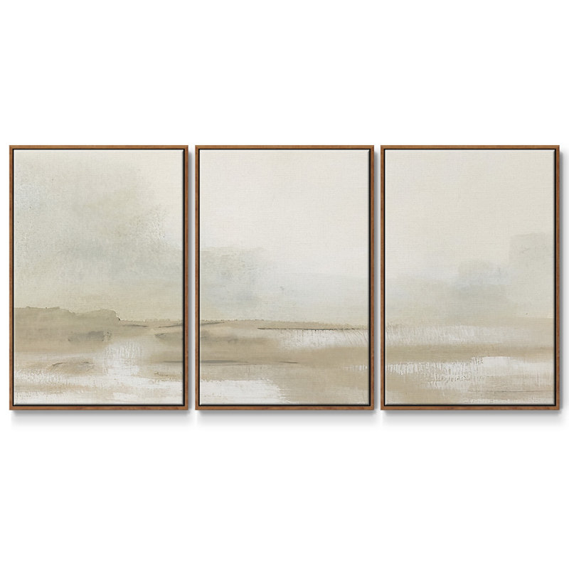 Neutral Mist Mesa II - Multi Piece Framed Canvas, 24" H x 48" W x 2" D, Walnut 