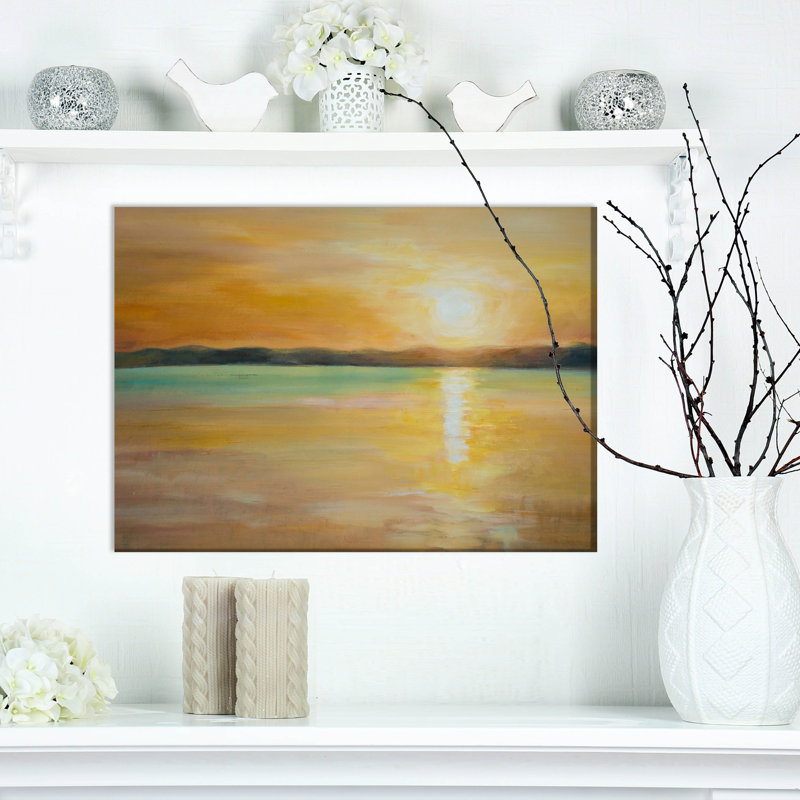 Sunset over the horizon-impression d’art graphique sur toile tendue, H 20 po x l 20 po x P 1 po
