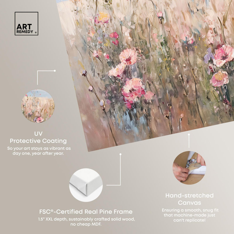 «Rosy Garden Whisper» par Art Remedy, H 36 po x l 45 po, Toile tendue