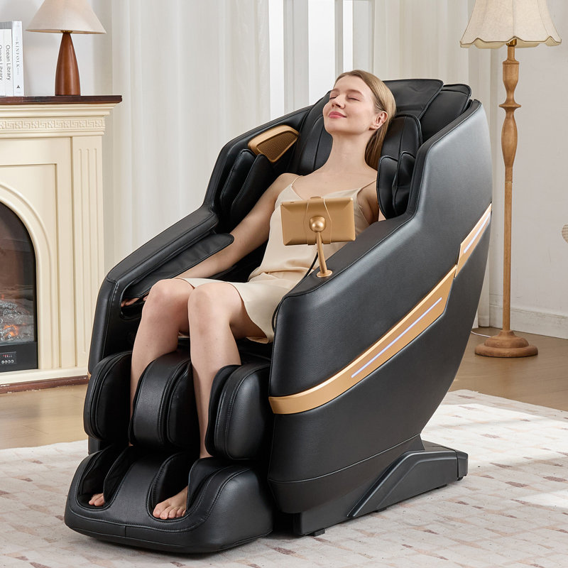8 Point Full Body Zero Gravity Massage Chair With Bluetooth Speakers,sl Track Massage Recliner Chair With 10 Modes, Black