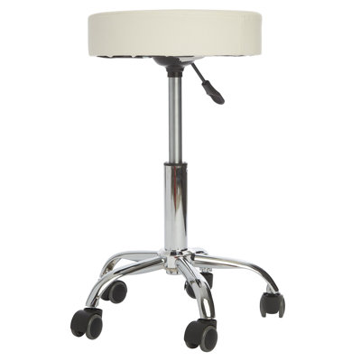 Momo Faux Fur Vanity Stool with Adjustable Height, Soft and Cozy Round Designed Seat with Wheels