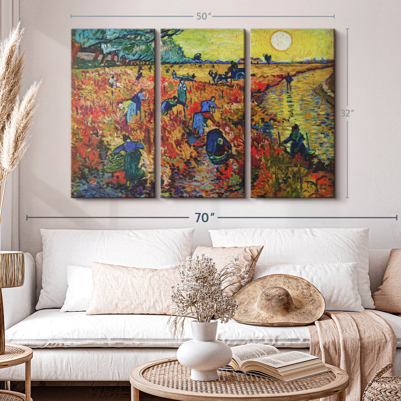 "Vignes rouges à Arles" sur toile, H 50 po x l 32 po
