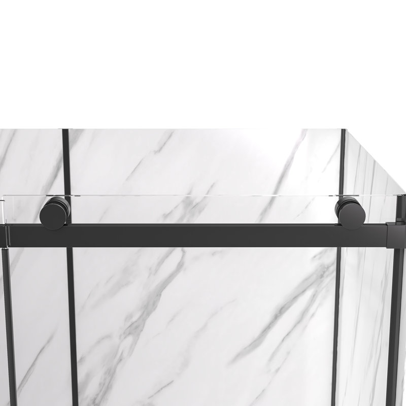 Alexandria 60" Black Framed Sliding Shower Kit with Clear Glass