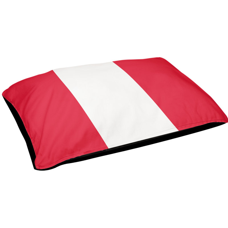Coussin pour chien Indiana, Grand (l 40 po x P 30 po x H 6,5 po), Rouge / blanc