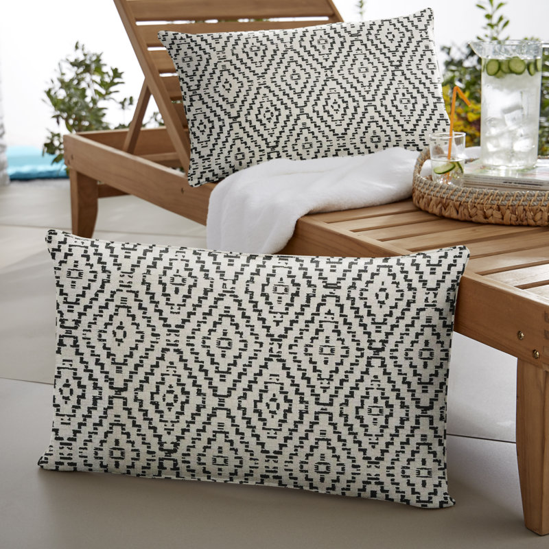 New Sunbrella 2023 Sunbrella® Outdoor Reversible Throw Pillow, 12" x 24", Gray Geometric