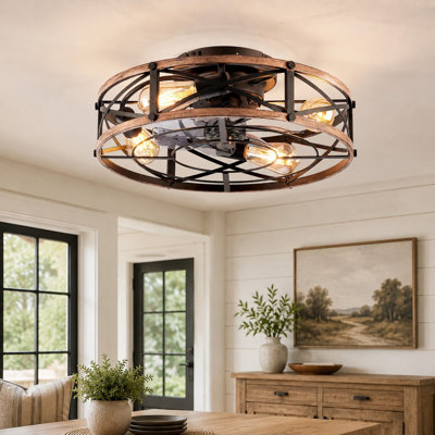 Ventilateur de plafond réversible en cage 20 po avec ensemble d'éclairage et télécommande Farmhouse
