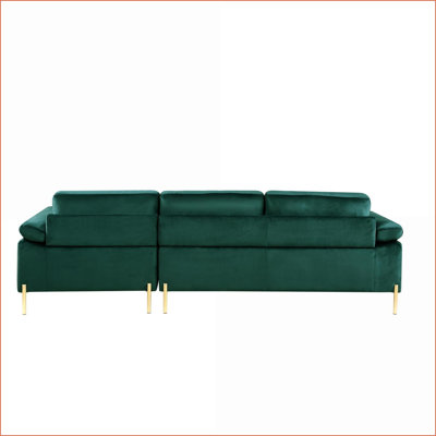 Canapé modulaire avec méridienne pour soirées cinéma / jeux, velours moderne de style Mid-Century, structure en bois massif / bois d'ingénierie | Velours | Standard