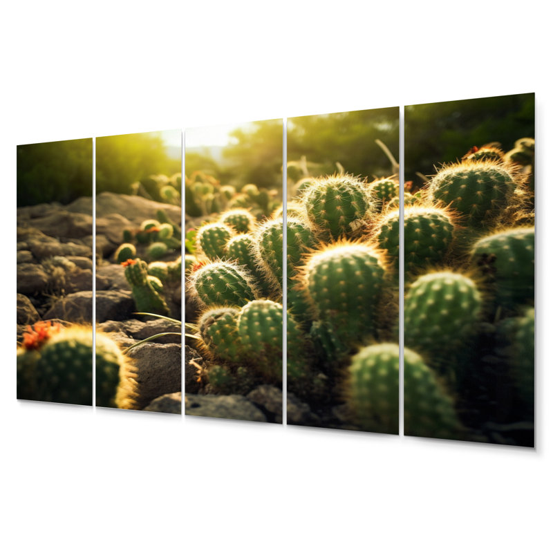 Cactus Perfection Sunrise III - Ensemble de décoration murale en métal Cactus