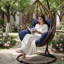 Coussin de siège double 59 po x 39 po, coussin de siège imperméable 6,3 po avec coussins pour patio et jardin-1966337264
