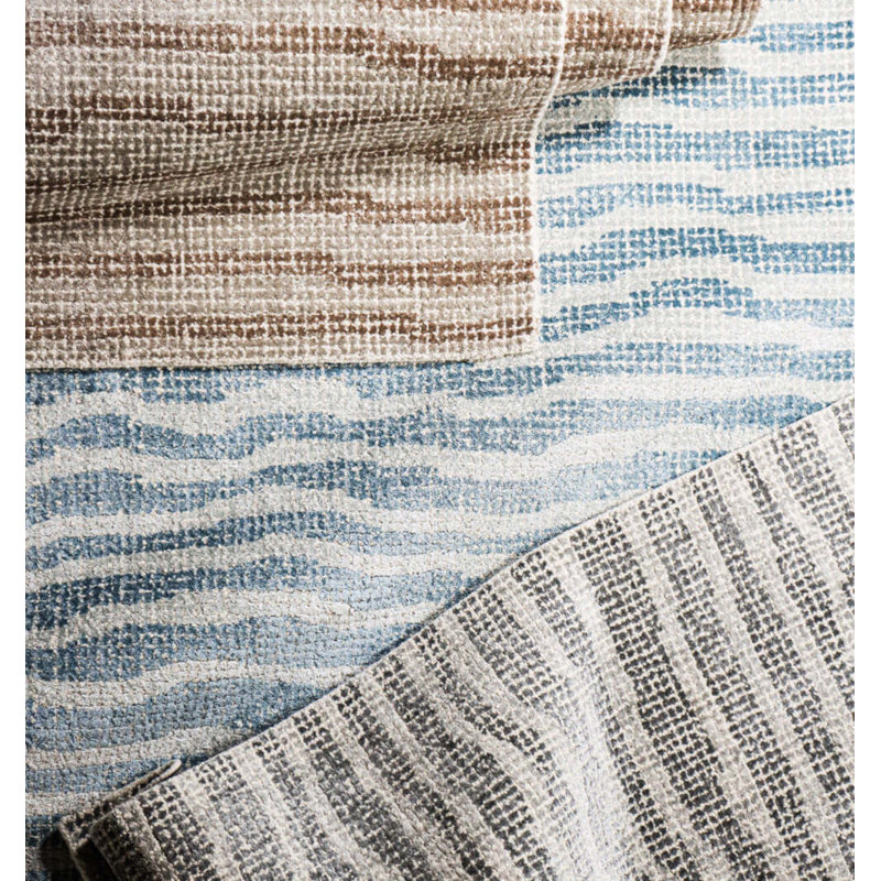 Trenta Striped Area Rug in Denim, Rectangle 5' x 8'