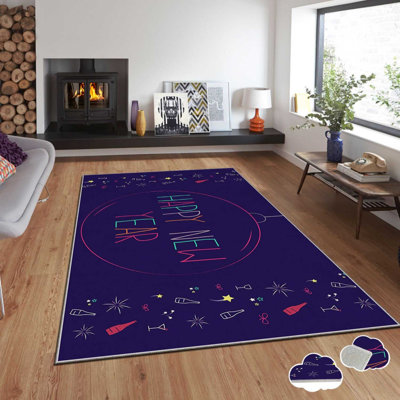 Luxurious Velvet Area Rug, 3.3 x 4.6 ft, 100% Polyester, 740 g/m² | Non-Slip Dot Underside, Laminated Sponge for Comfort | Easy Clean, Machine Washable at 86°F | Perfect for Living Room, Bedroom, and Home Decor