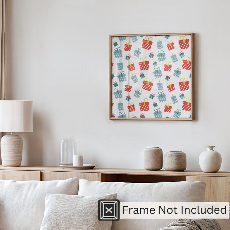 «Holiday Christmas Presents Pattern I», reproduction d'art moderne sans cadre, H 28 po x l 28 po
