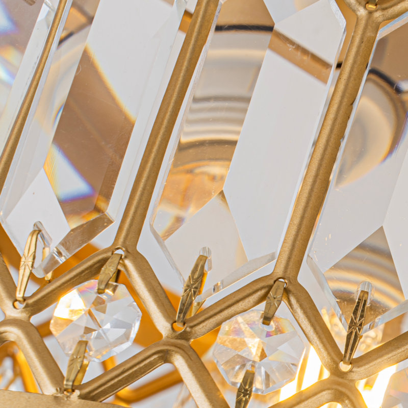 Golden Hallway Light Fixtures Crystal Semi Flush Mount