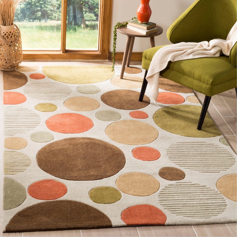 Modern Art Hand-Tufted Ivory Area Rug, Runner 2'6" x 12'