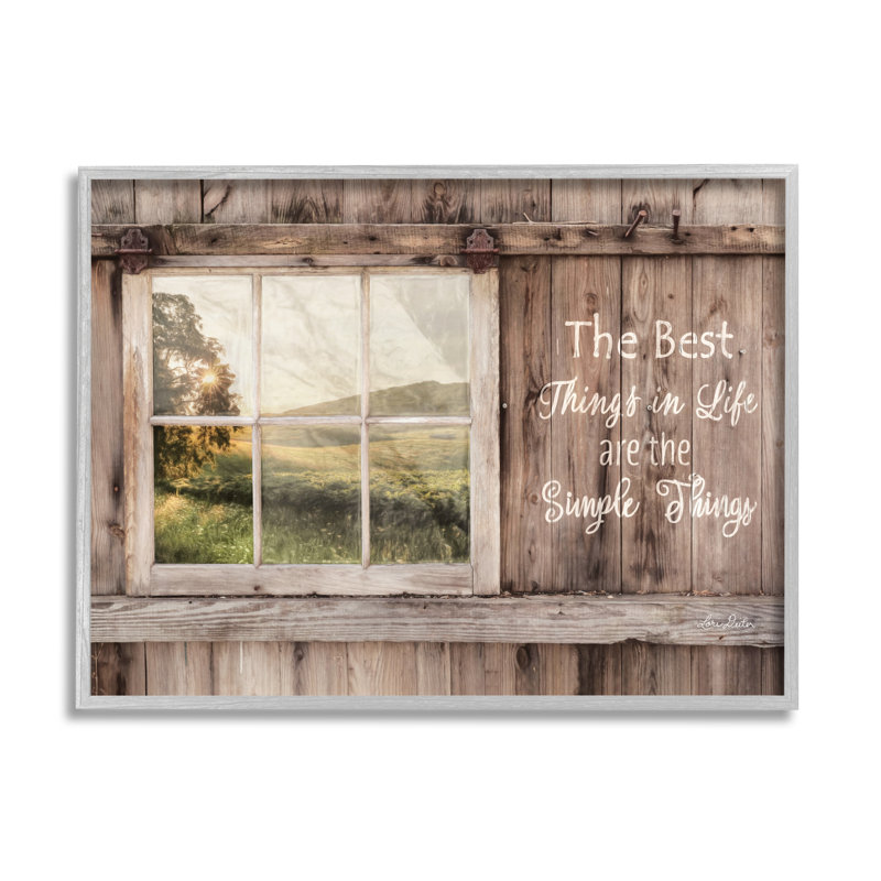 «Simple Things Rustic Barn Window», photographie vieillie sur toile grise rustique encadrée, art texturé par Lori Deiter