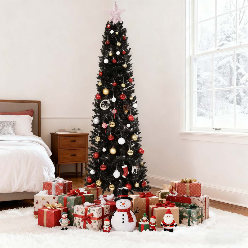 Arbre de Noël artificiel à charnière de 6 pi avec 571 pointes de branches et support en métal pour la décoration des fêtes à domicile