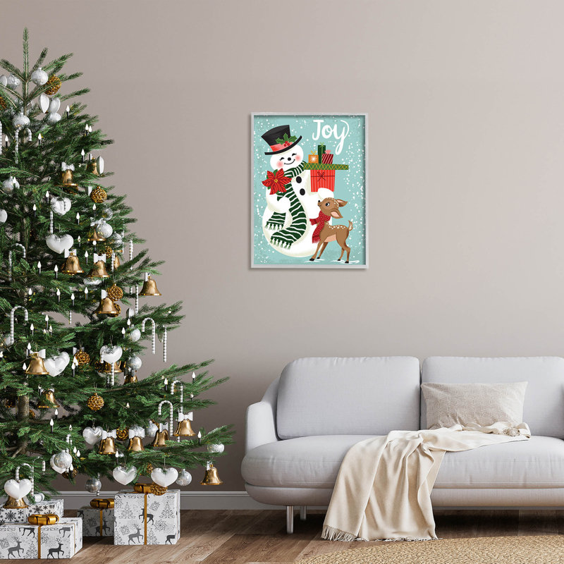 Joy Joy Snowman Holiday at-124, H 30 po x l 24 po x P 1,5 po, Estampe numérique Farmhouse