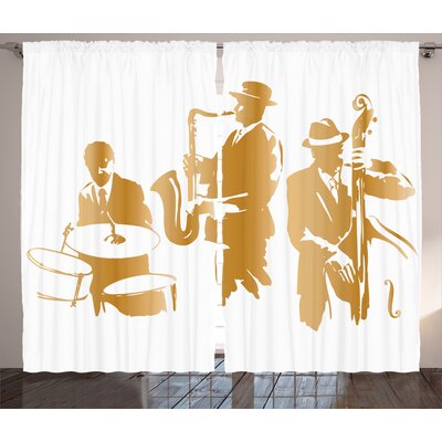 Jazz Band Playing Music 2 Piece Semi-Sheer Curtain Panel Set -  Ambesonne, p_14234_108x63