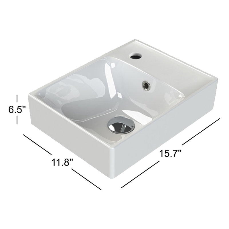 CeraStyle By Nameeks 11.8'' Ceramic Rectangular Bathroom Sink with Overflow