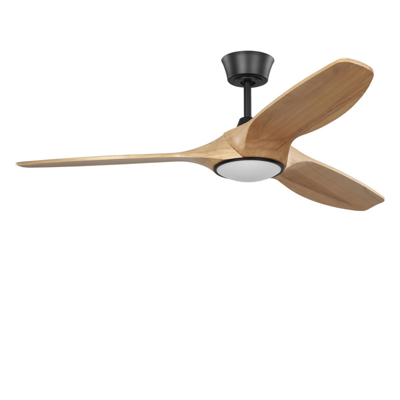 Selen Smart LED Ceiling Fan, Natural Honey, Midnight Black, 52" Wide