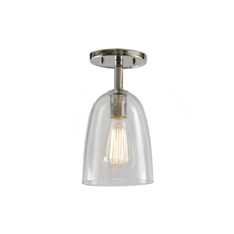 Baptiste Glass Semi Flush Mount, Polished Nickel