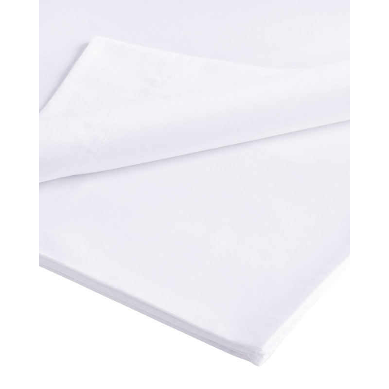 Luxury 800 Thread Count 100% Cotton Satten Flat Sheet, White, Double (4'6)