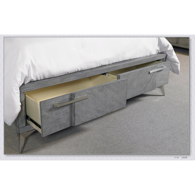 Lit gris avec placage Bookmatched, Grand