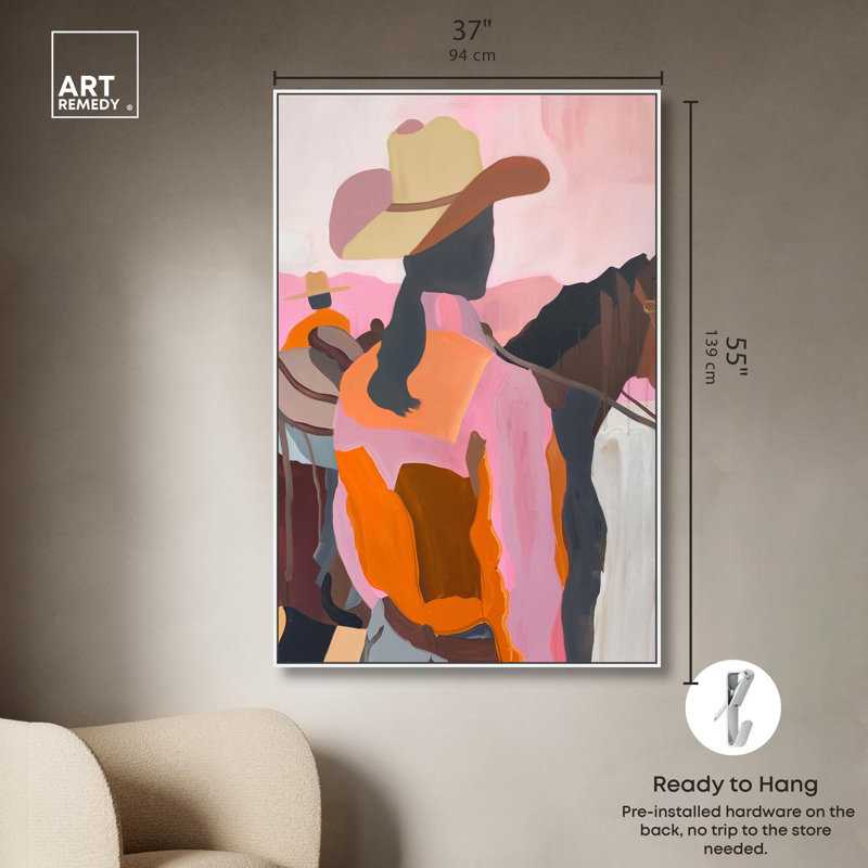 «Midwest Dreams Canvas Trendy Cowgirl Art Prints» par Art Remedy, Cadre blanc, H 46 po x l 31 po