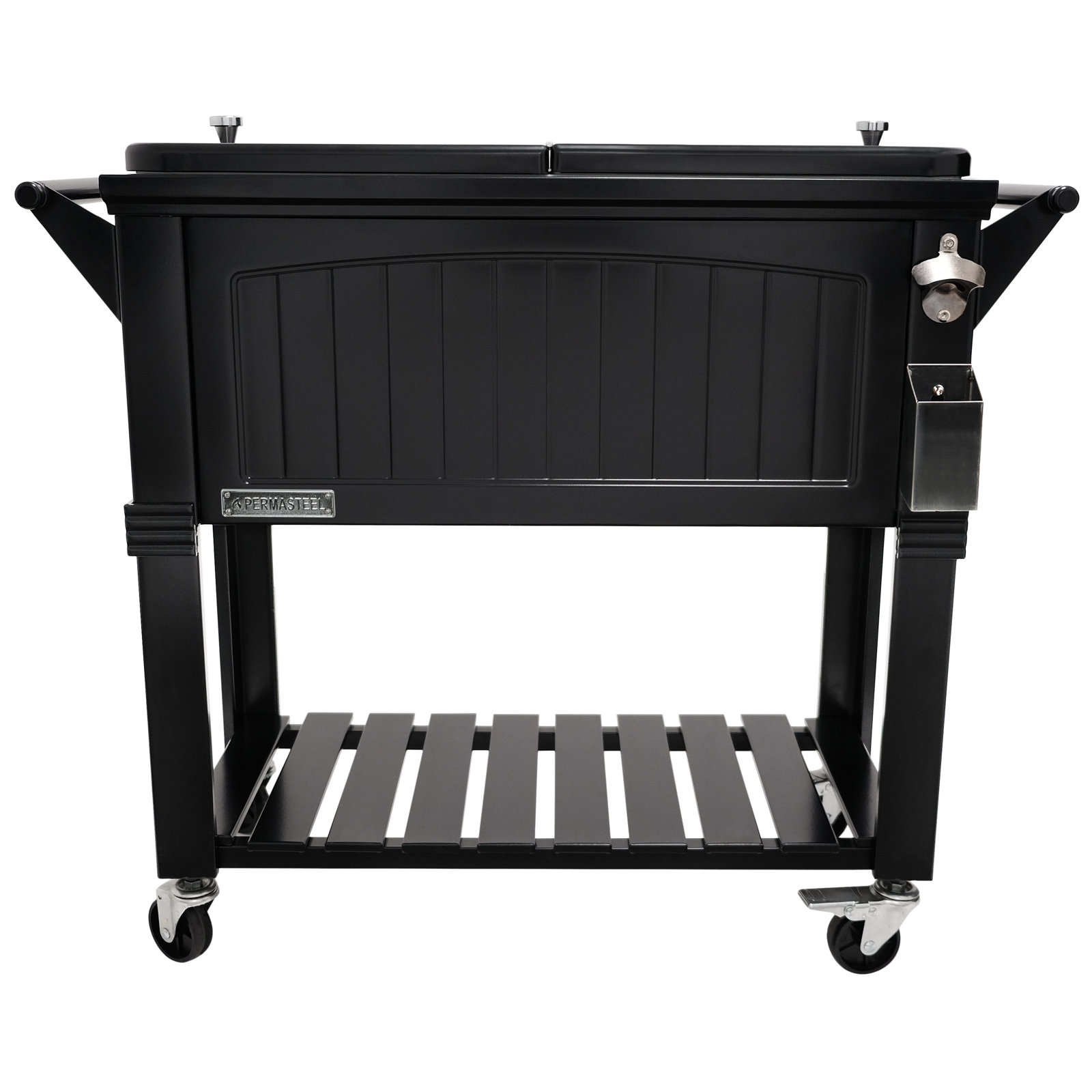 Permasteel Rolling Cooler, Black, With Divider