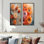 Été, œillets, fleurs sur la glissade en bois I - Collection d'art floral sur toile 2 panneaux