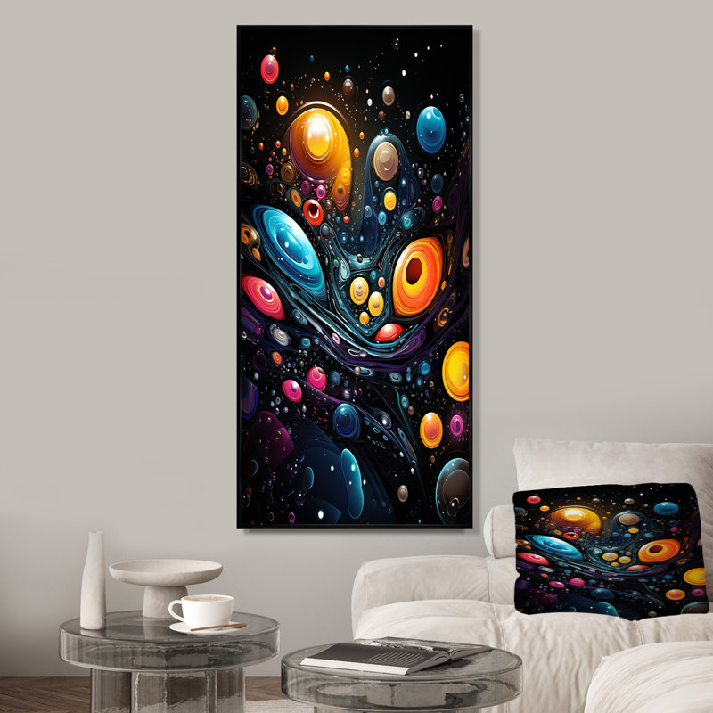 Cosmic Planets Dreams Landscape III - Fantasy, art mural, Cadre flottant noir, 20" H x 12" W