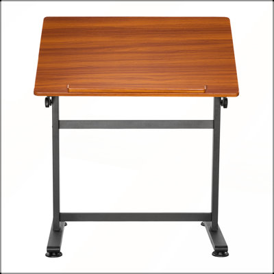 Adjustable Drafting Table with 0°–90° Tilt, Portable Wooden Artist Desk for Drawing, Crafting, and Writing, Black H-Frame and Brown Desktop