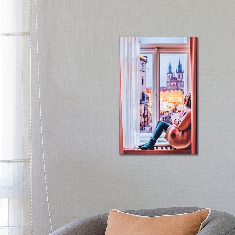 Vue de Prague par Hobopeeba-impression, Toile tendue, Pas de tapis, H 26 po x l 18 po x 1,5 po