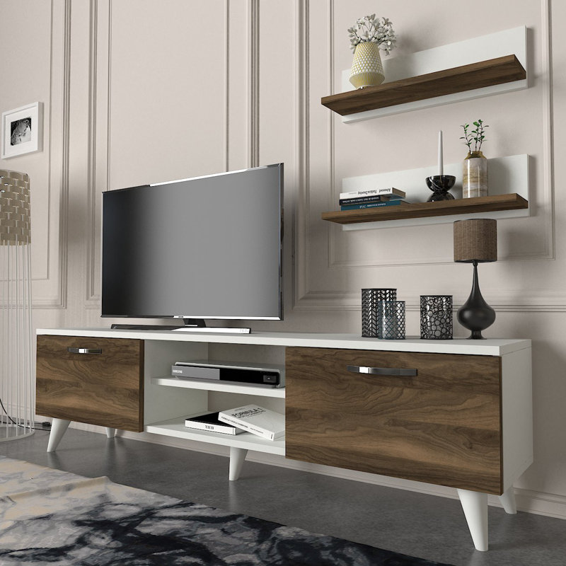 Unfinished TV Stand for TVs up to 55", Walnut