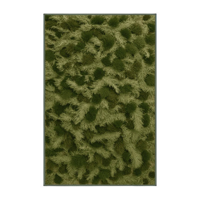Machine Washable Botanical Green Area Rug