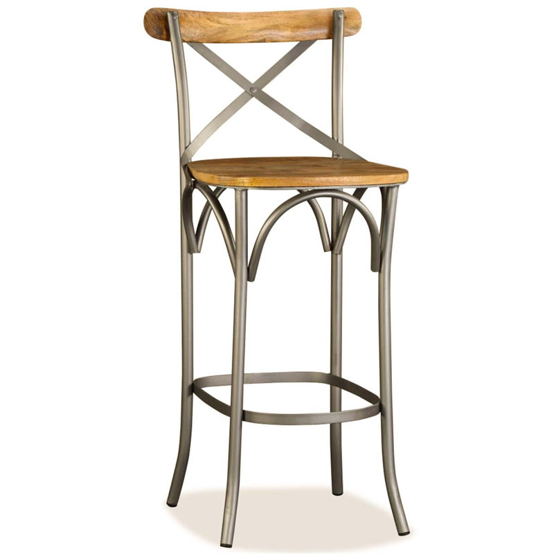 Ordway Solid Wood Bar Stool with Steel Frame