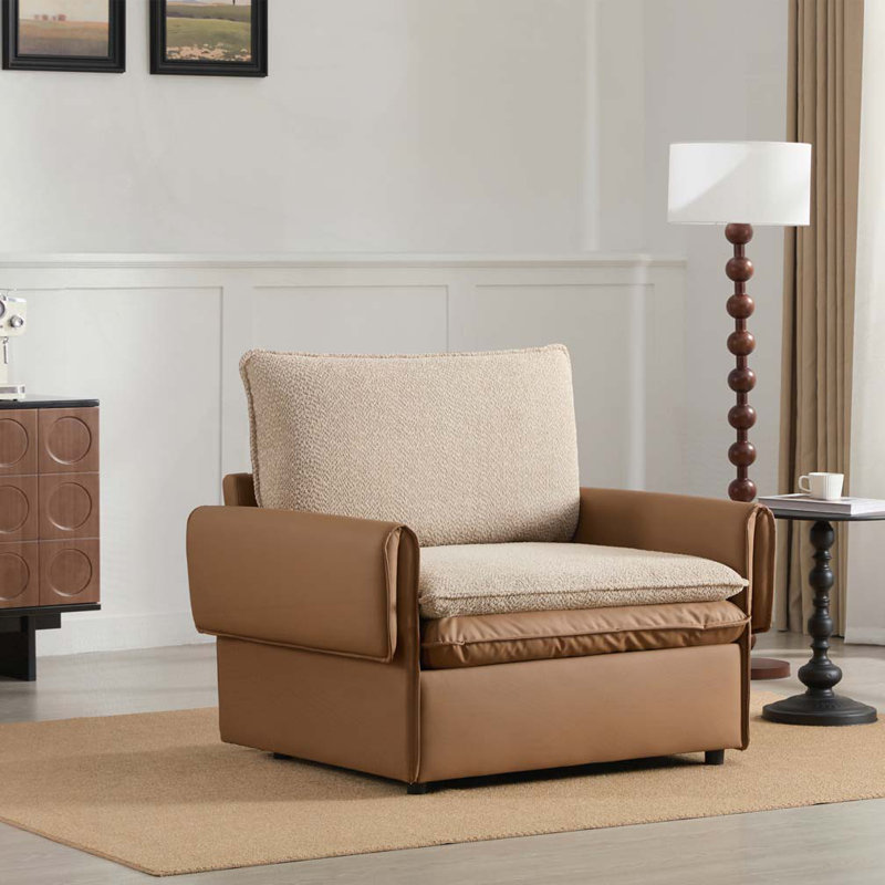 Chaise d'appoint rembourrée avec dossier rembourré Keenan, Orange foncé