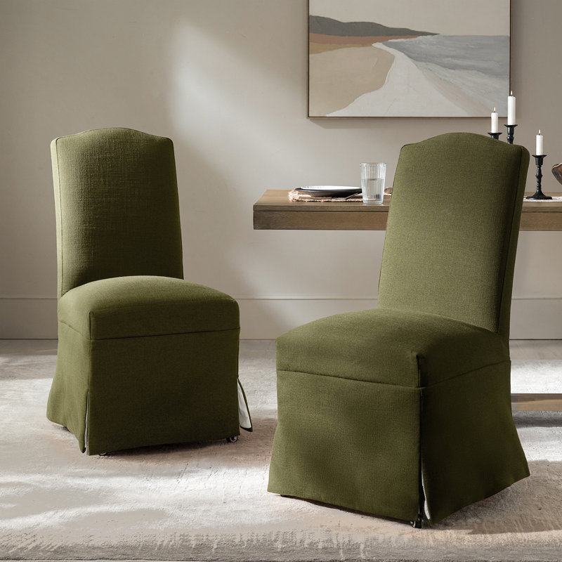 Chaise de salle à manger haute avec pieds amovibles en bois massif de 40 po Albeniz, Moss