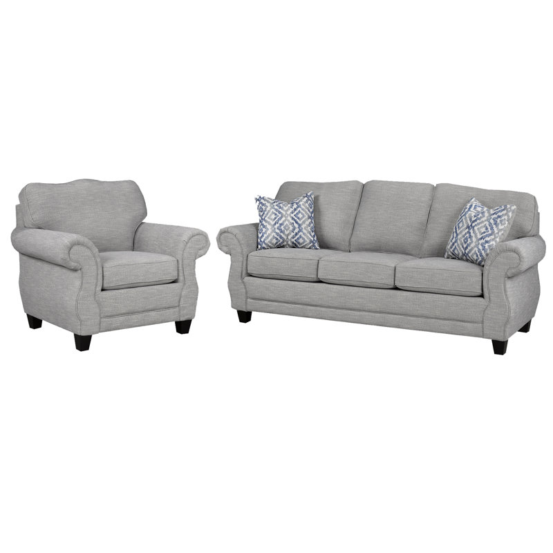 Barry Fabric Sofa & Chair Set, Gray