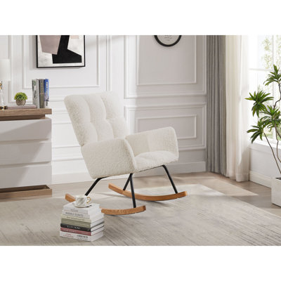 Chaise berçante rembourrée avec dossier haut Comfy