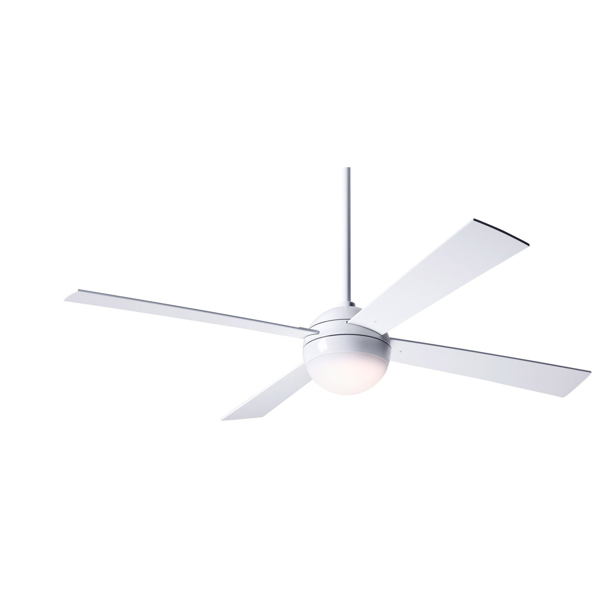 Ball 52'' 4 Blade Ceiling Fan with LED Light Kit, Gloss White, White, Fan Speed and Light Control (2-wire)