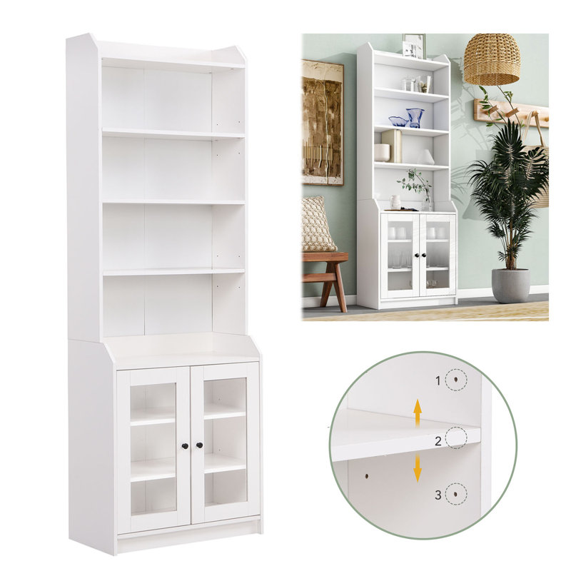 Armoire bibliothèque élégante 78,3 po , Blanc