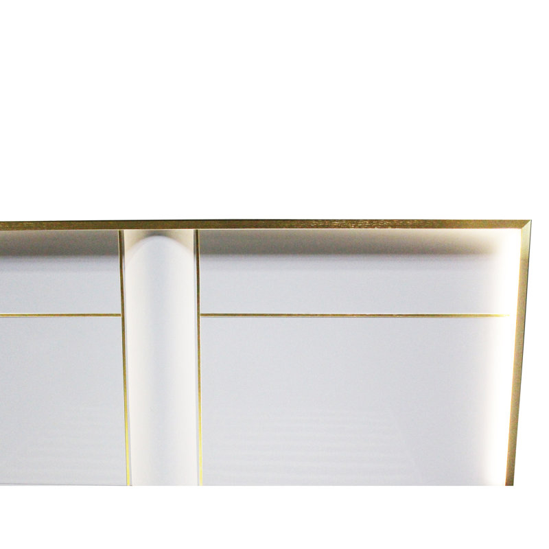 Milly White with Gold Trimming & LED Lighting Platform Modern Bed , California King