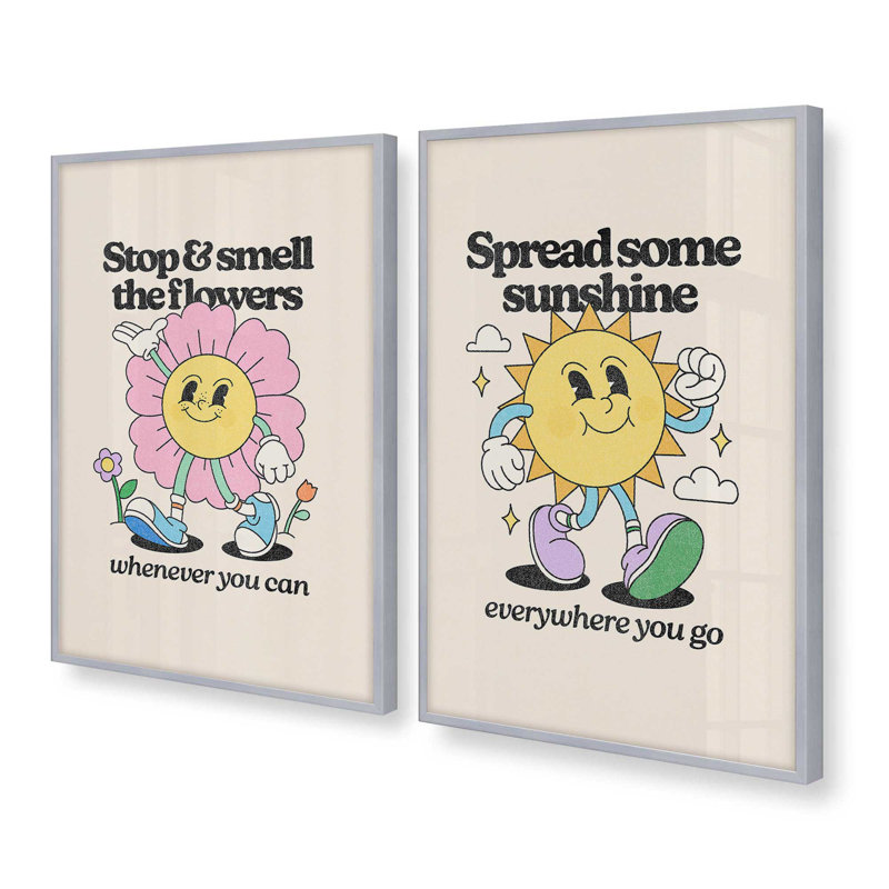 Ensemble de 2 impressions «Sunshine», 30 po x 20 po, Impression encadrée, Chrome poli