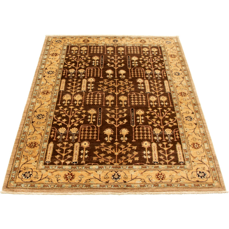 Tapis de zone en laine brun/beige 5 pi 1 po x 7 pi 9 po à la main one-of-a-kind-noué la 2010 chobi Adylin