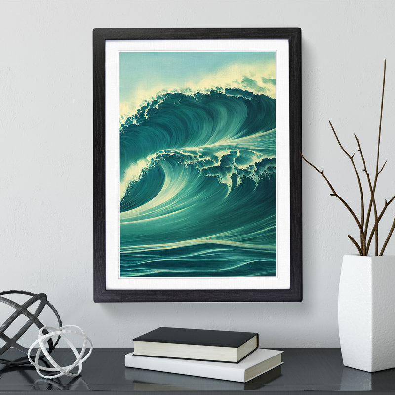 Ocean Wave No.5 - Single Picture Frame Painting, Black Framed, 64cm H x 46cm W x 2cm D