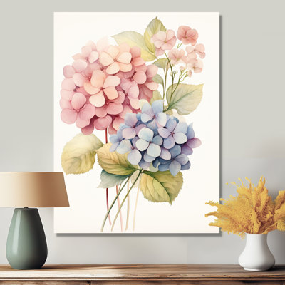 Rétro fleur d'hortensia rose et mauve - art mural hortensia