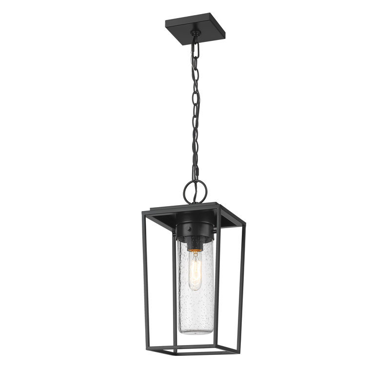 Lanterne suspendue d'extérieur 1 lumière noire Jadine, H 113 po x l 8 po x P 8 po