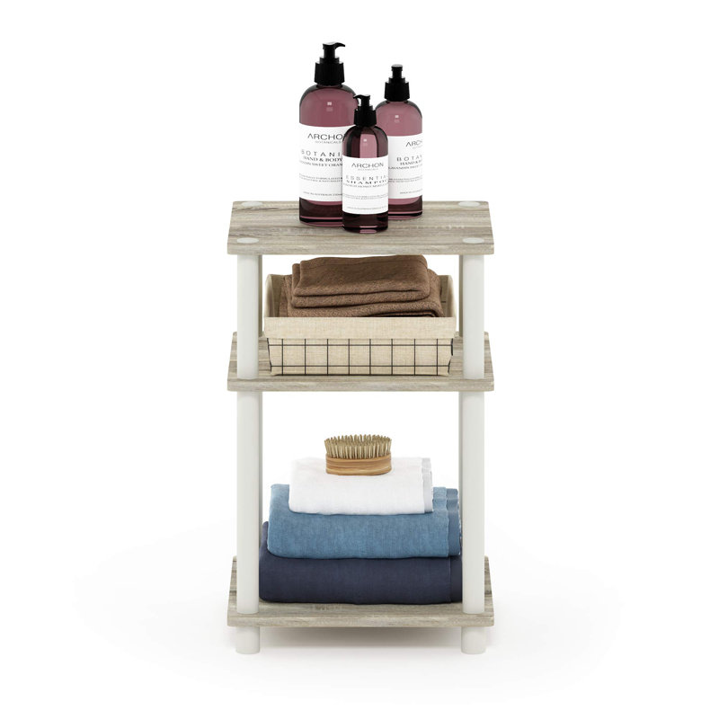 Ensemble de tables de bout avec rangement Colwyn, Blanc, 1, Bois de chêne