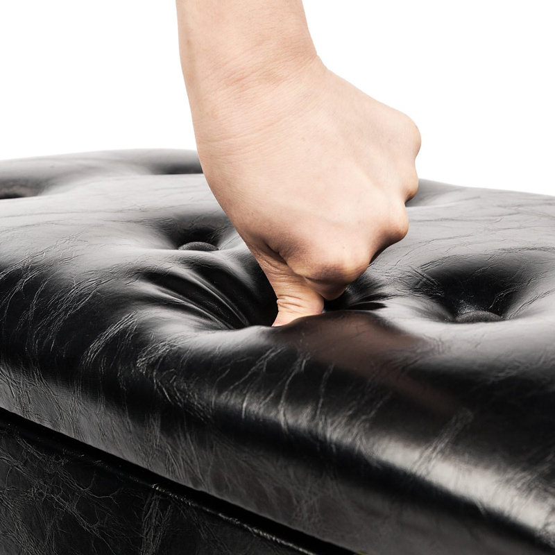 Banc de piano noir à boutons, hauteur réglable, H 18,9 po x l 29,5 po x P 13,78 po
